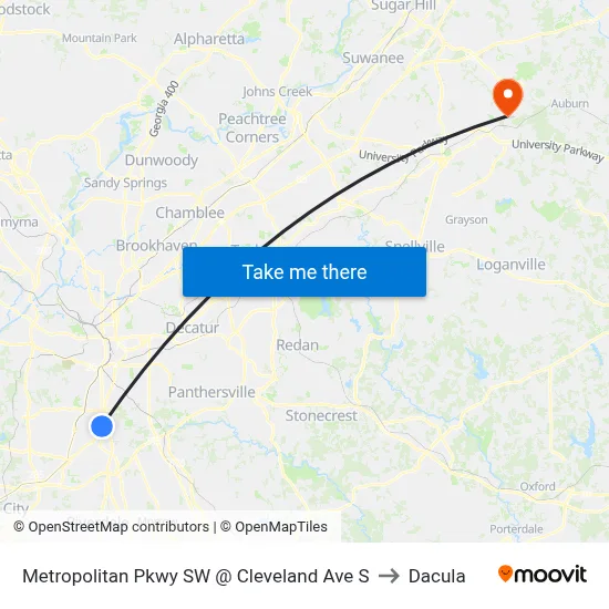 Metropolitan Pkwy SW @ Cleveland Ave S to Dacula map