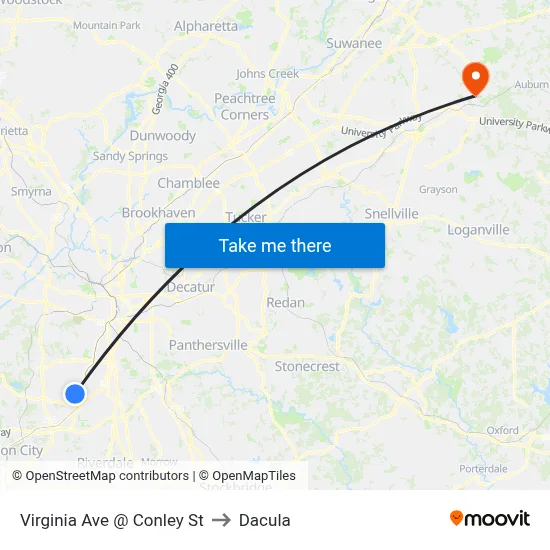 Virginia Ave @ Conley St to Dacula map