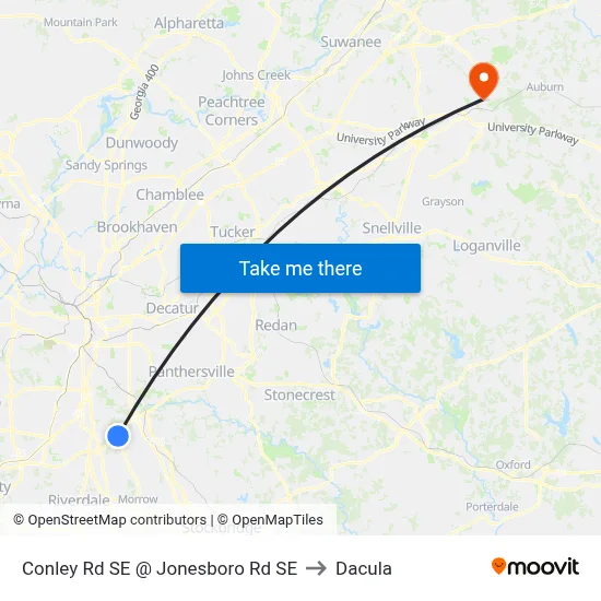 Conley Rd SE @ Jonesboro Rd SE to Dacula map