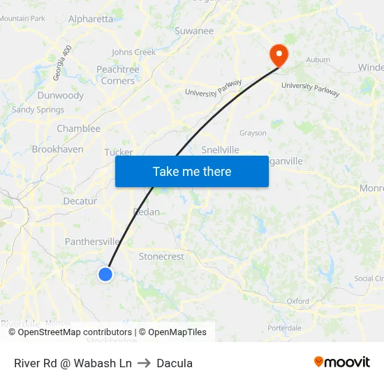 River Rd @ Wabash Ln to Dacula map