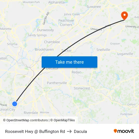 Roosevelt Hwy @ Buffington Rd to Dacula map