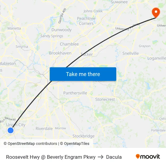 Roosevelt Hwy @ Beverly Engram Pkwy to Dacula map
