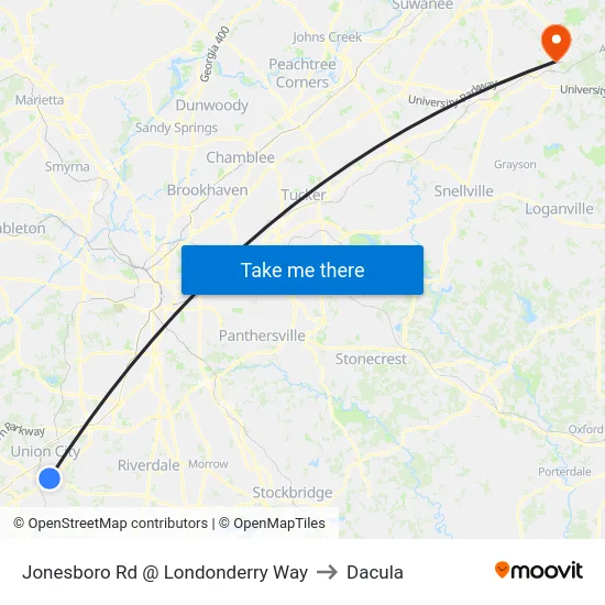 Jonesboro Rd @ Londonderry Way to Dacula map