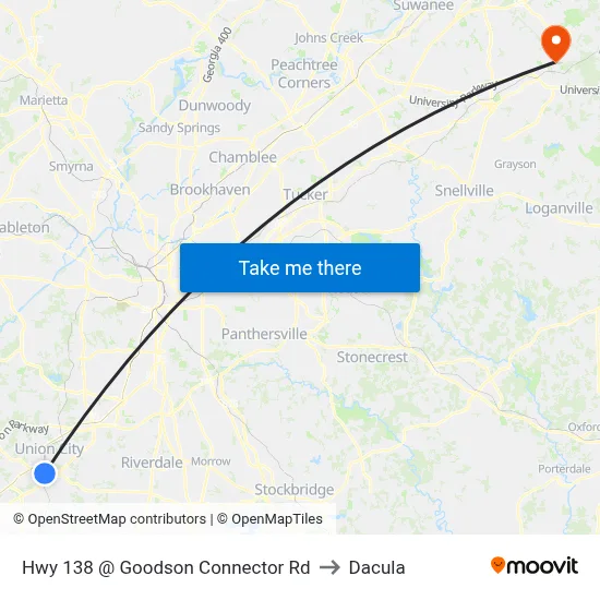 Hwy 138 @ Goodson Connector Rd to Dacula map