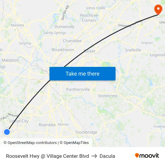 Roosevelt Hwy @ Village Center Blvd to Dacula map