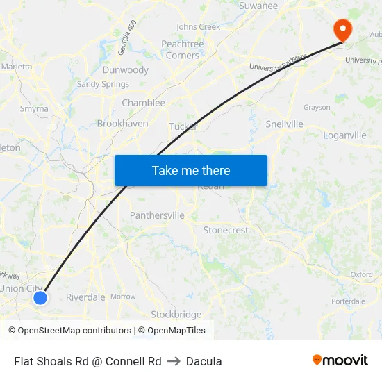 Flat Shoals Rd @ Connell Rd to Dacula map