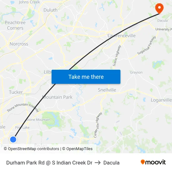Durham Park Rd @ S Indian Creek Dr to Dacula map