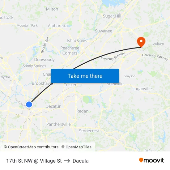 17th St NW @ Village St to Dacula map