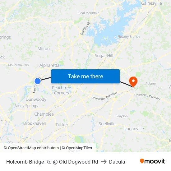 Holcomb Bridge Rd @ Old Dogwood Rd to Dacula map