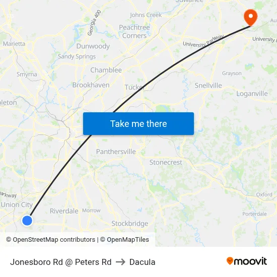 Jonesboro Rd @ Peters Rd to Dacula map