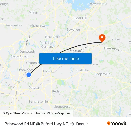 Briarwood Rd NE @ Buford Hwy NE to Dacula map