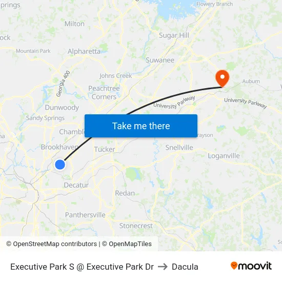 Executive Park S @ Executive Park Dr to Dacula map