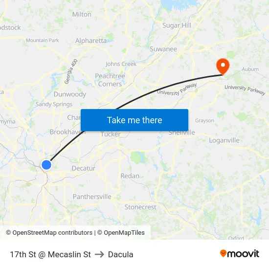 17th St @ Mecaslin St to Dacula map