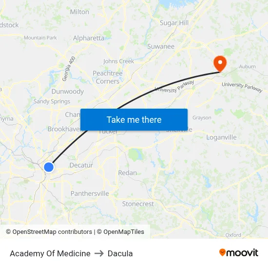 Academy Of Medicine to Dacula map