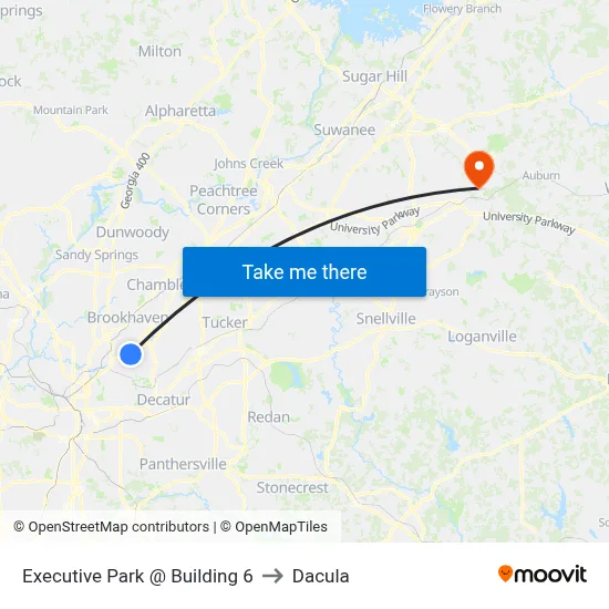 Executive Park @ Building 6 to Dacula map