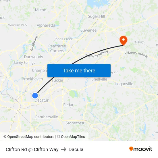 Clifton Rd @ Clifton Way to Dacula map
