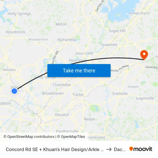 Concord Rd SE + Khuan's Hair Design/Arkle Veterina to Dacula map