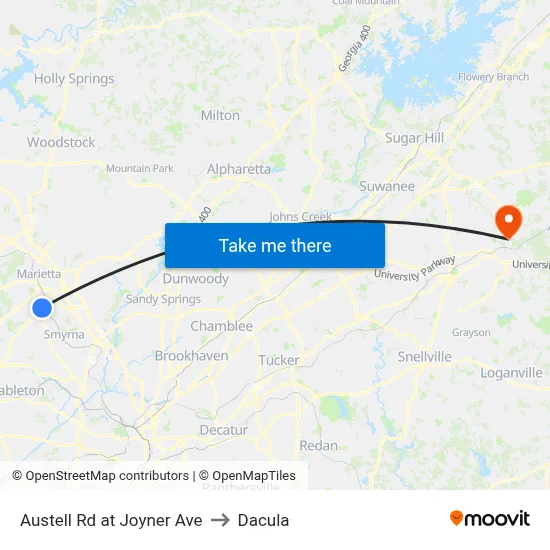 Austell Rd at Joyner Ave to Dacula map