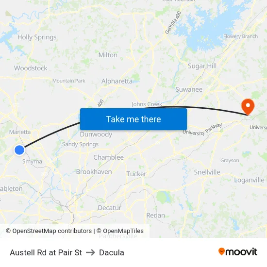 Austell Rd at Pair St to Dacula map