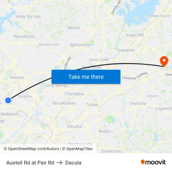 Austell Rd at Pair Rd to Dacula map