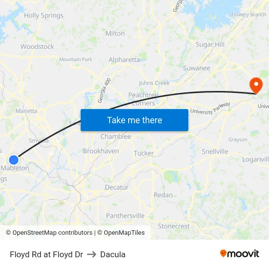 Floyd Rd at Floyd Dr to Dacula map