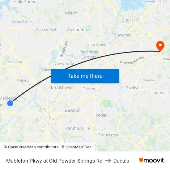 Mableton Pkwy at Old Powder Springs Rd to Dacula map