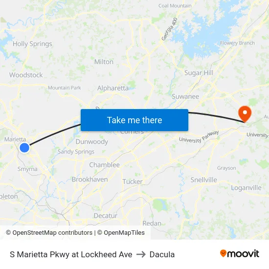 S Marietta Pkwy at Lockheed Ave to Dacula map