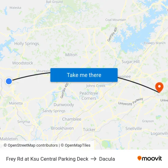Frey Rd at Ksu Central Parking Deck to Dacula map