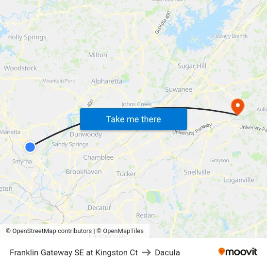 Franklin Gateway SE at Kingston Ct to Dacula map