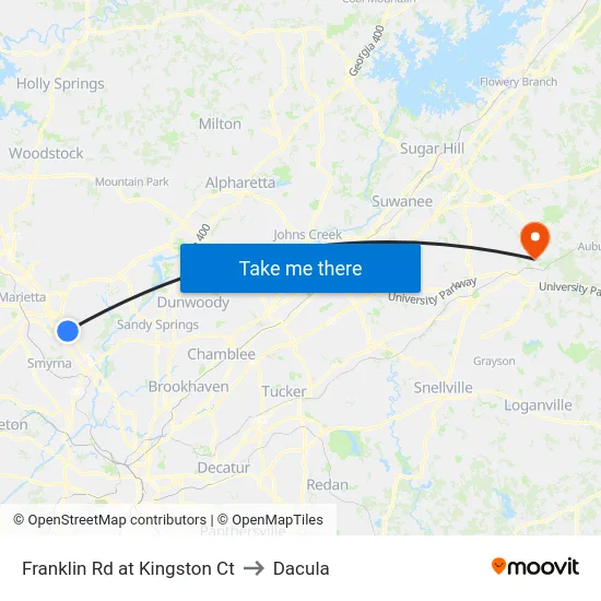 Franklin Rd at Kingston Ct to Dacula map