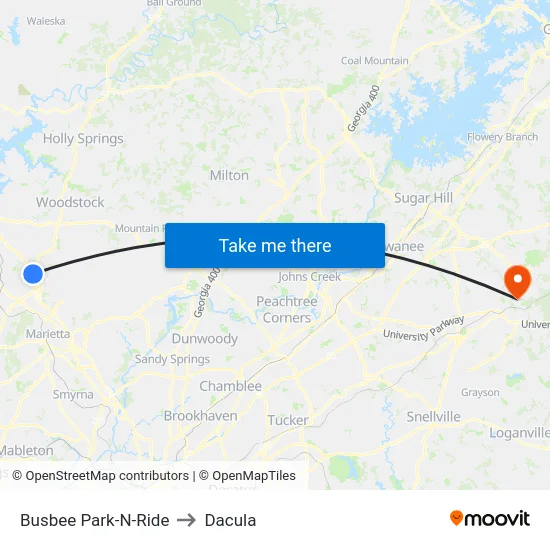 Busbee Park-N-Ride to Dacula map