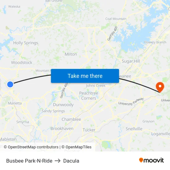 Busbee Park-N-Ride to Dacula map