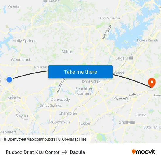 Busbee Dr at Ksu Center to Dacula map