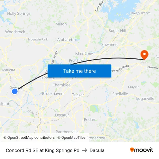 Concord Rd SE at King Springs Rd to Dacula map