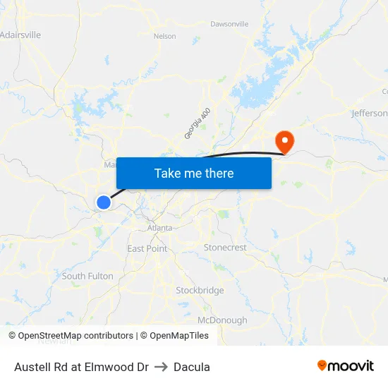 Austell Rd at Elmwood Dr to Dacula map