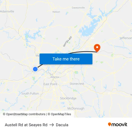 Austell Rd at Seayes Rd to Dacula map