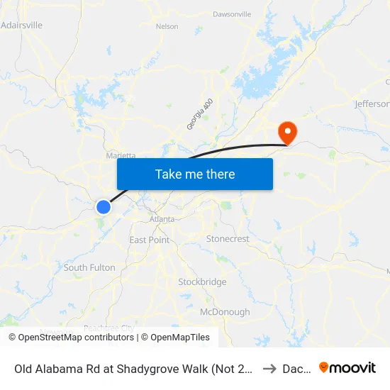 Old Alabama Rd at Shadygrove Walk (Not 25 Timepoin to Dacula map