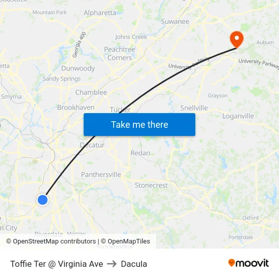 Toffie Ter @ Virginia Ave to Dacula map