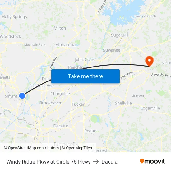 Windy Ridge Pkwy at Circle 75 Pkwy to Dacula map