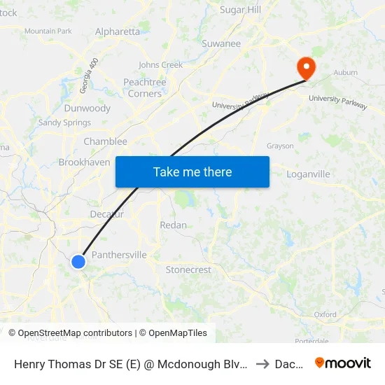 Henry Thomas Dr SE (E) @ Mcdonough Blvd SE to Dacula map