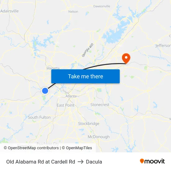 Old Alabama Rd at Cardell Rd to Dacula map
