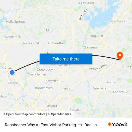 Rossbacher Way at East Visitor Parking to Dacula map
