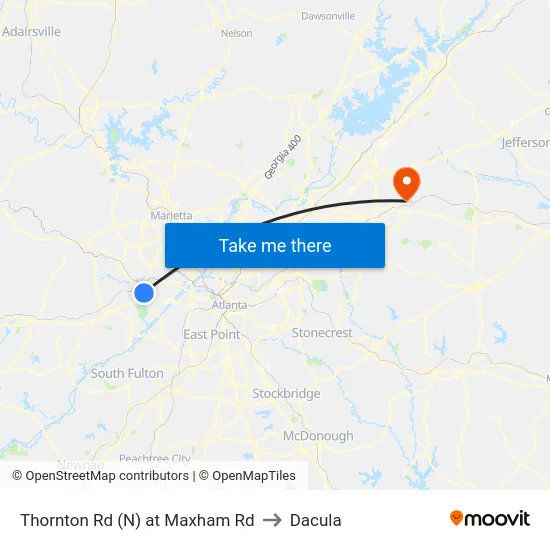 Thornton Rd (N) at Maxham Rd to Dacula map