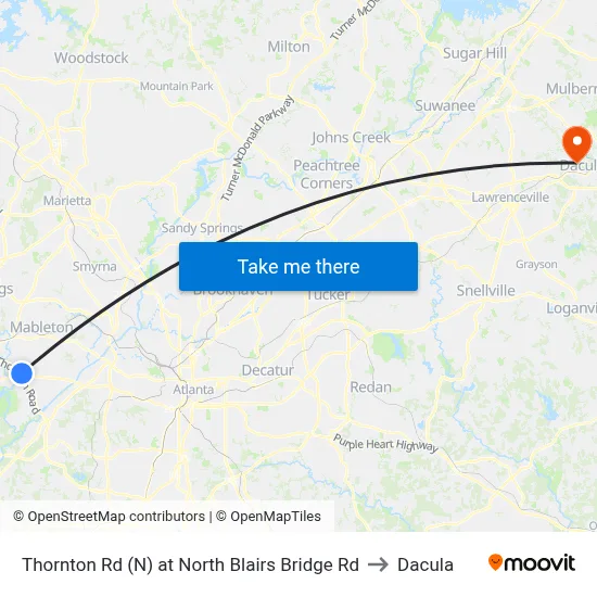 Thornton Rd (N) at North Blairs Bridge Rd to Dacula map