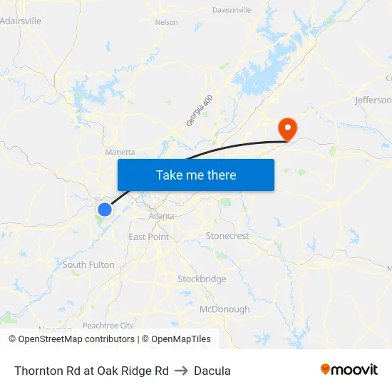 Thornton Rd at Oak Ridge Rd to Dacula map