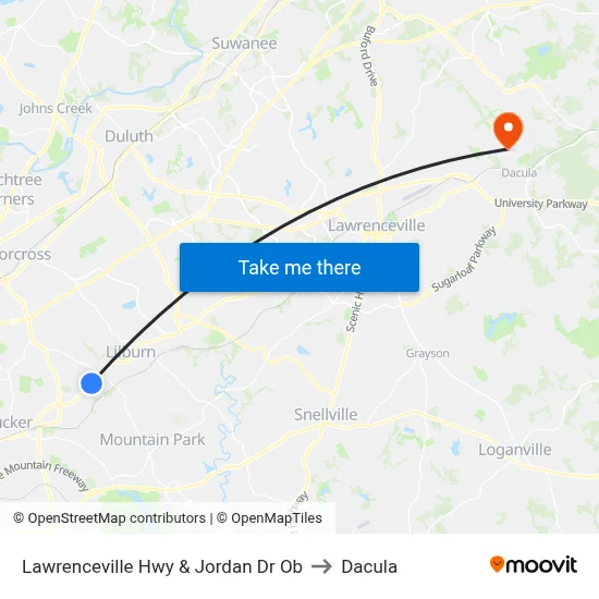 Lawrenceville Hwy & Jordan Dr Ob to Dacula map