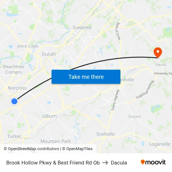 Brook Hollow Pkwy & Best Friend Rd Ob to Dacula map