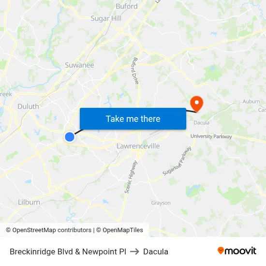 Breckinridge Blvd & Newpoint Pl to Dacula map