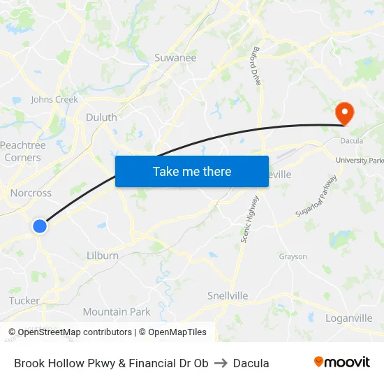 Brook Hollow Pkwy & Financial Dr Ob to Dacula map