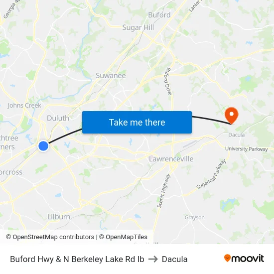 Buford Hwy & N Berkeley Lake Rd Ib to Dacula map